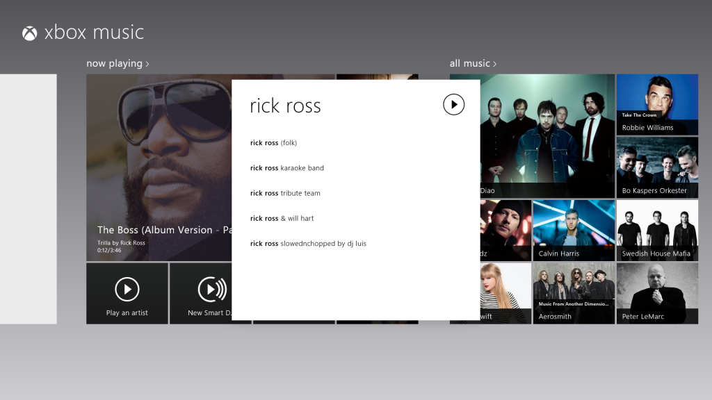 Xbox Music search